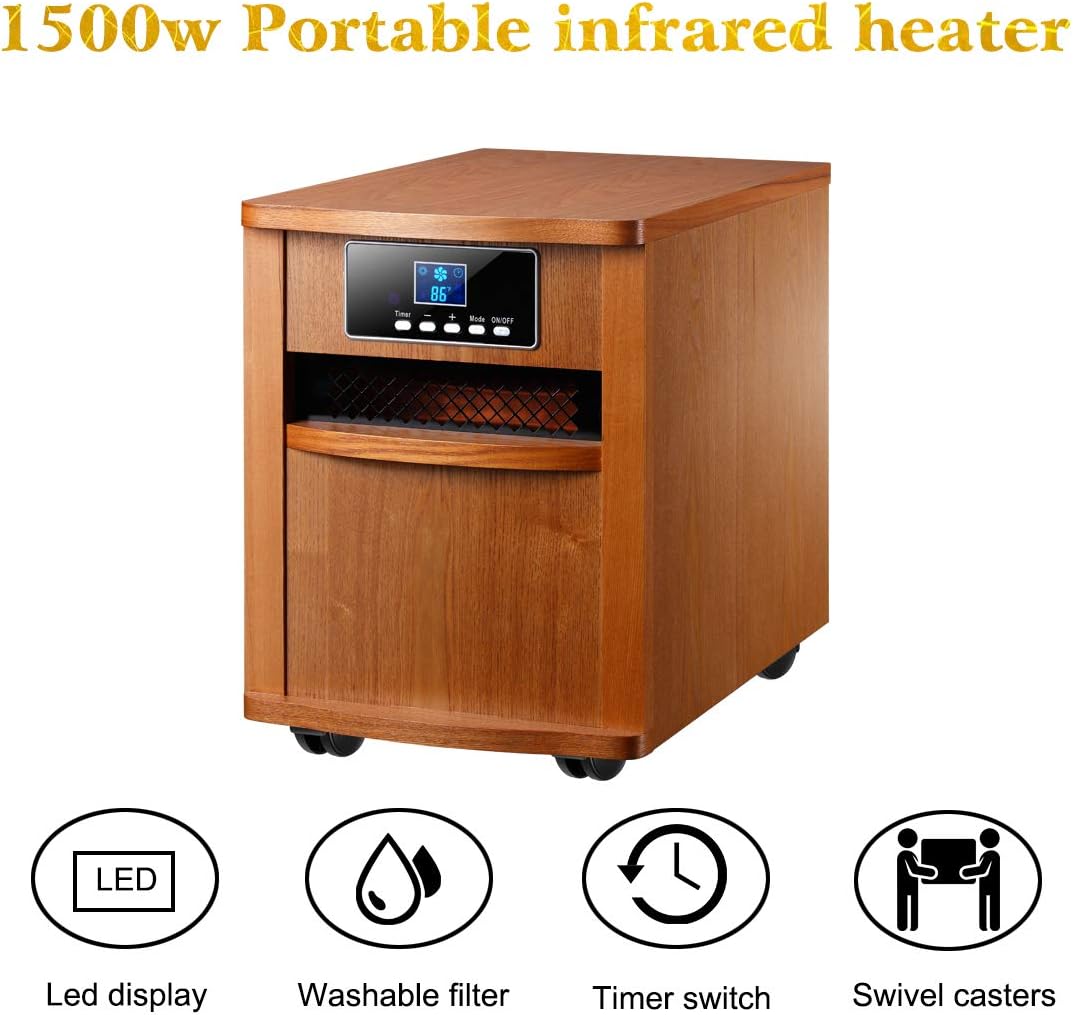 Ẹyìn view of the Homeleader IWH-01 heater showing the power cord and removable air filter compartment.