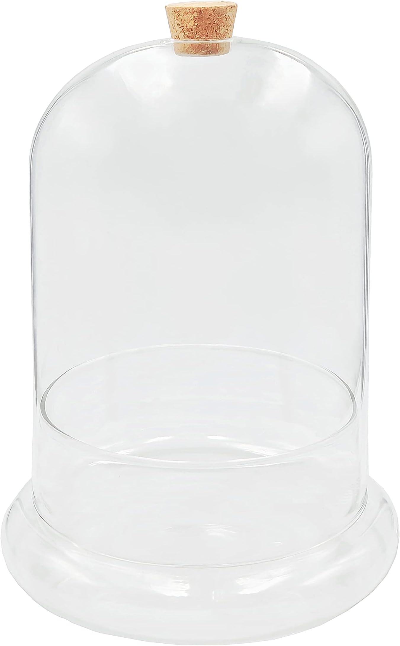 WAVY STUDIO Handblown 7" Glass Terrarium with Opening for Air Flow & Cork Stopper Cloche Style Glass Dome Vivarium Display Case (Small)