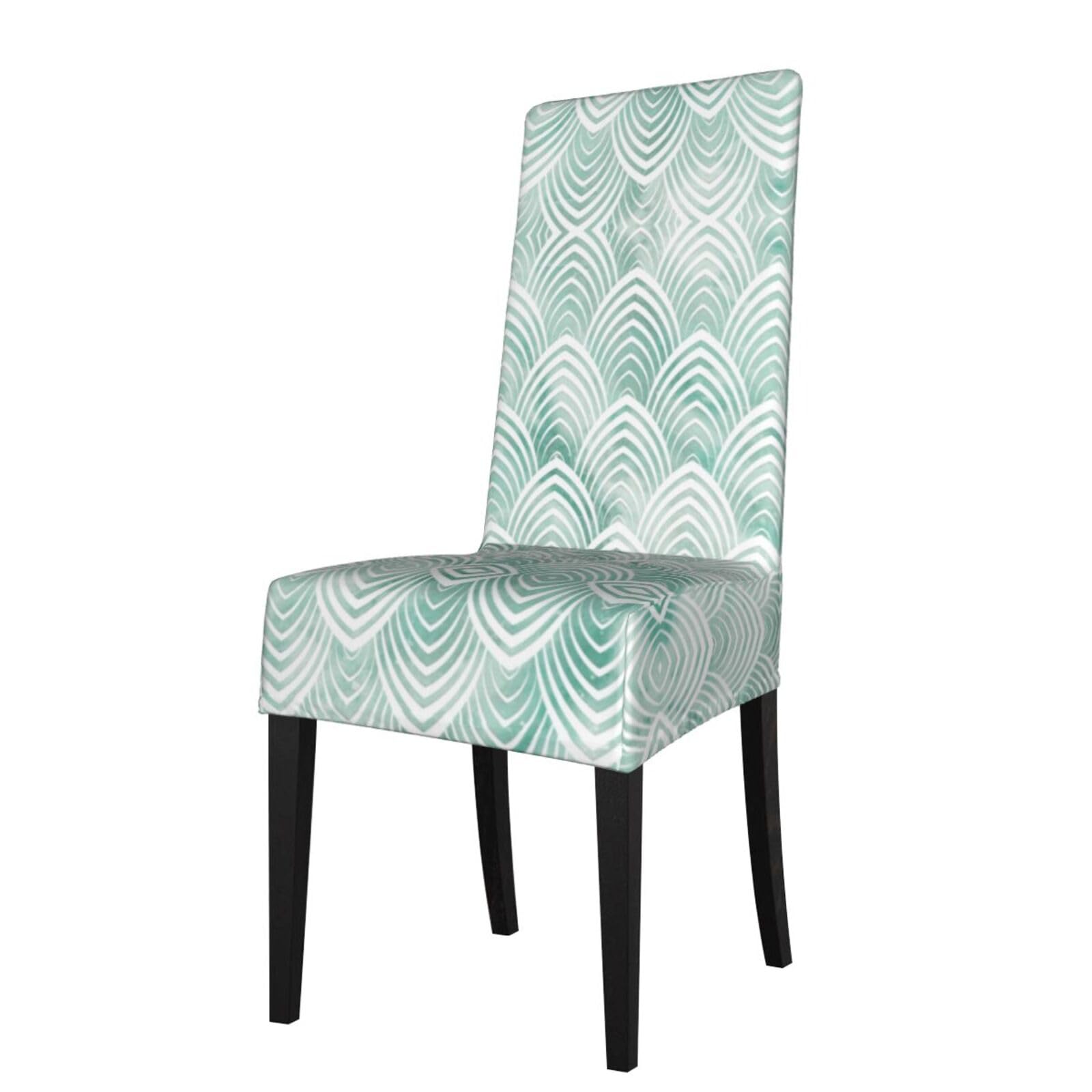Lkymoh As Picture Scales Aqua Mint White Geometry Marble, Chair Covers Stretch Chair Slipcovers For Dining Room, For Party Pet Protection Universal Fit Soft Polyester