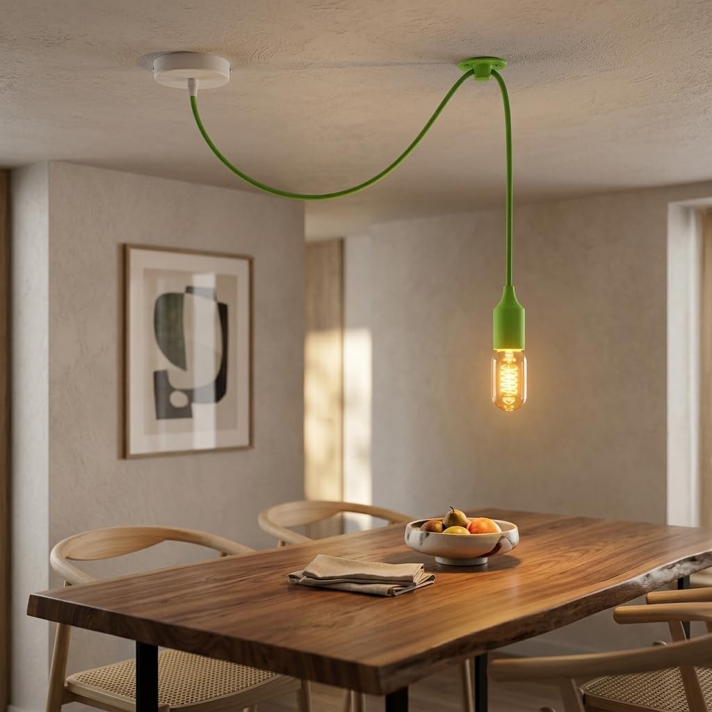 LEDSone Light Green Spider Pendant Light Fitting E27 2M Adjustable Cable