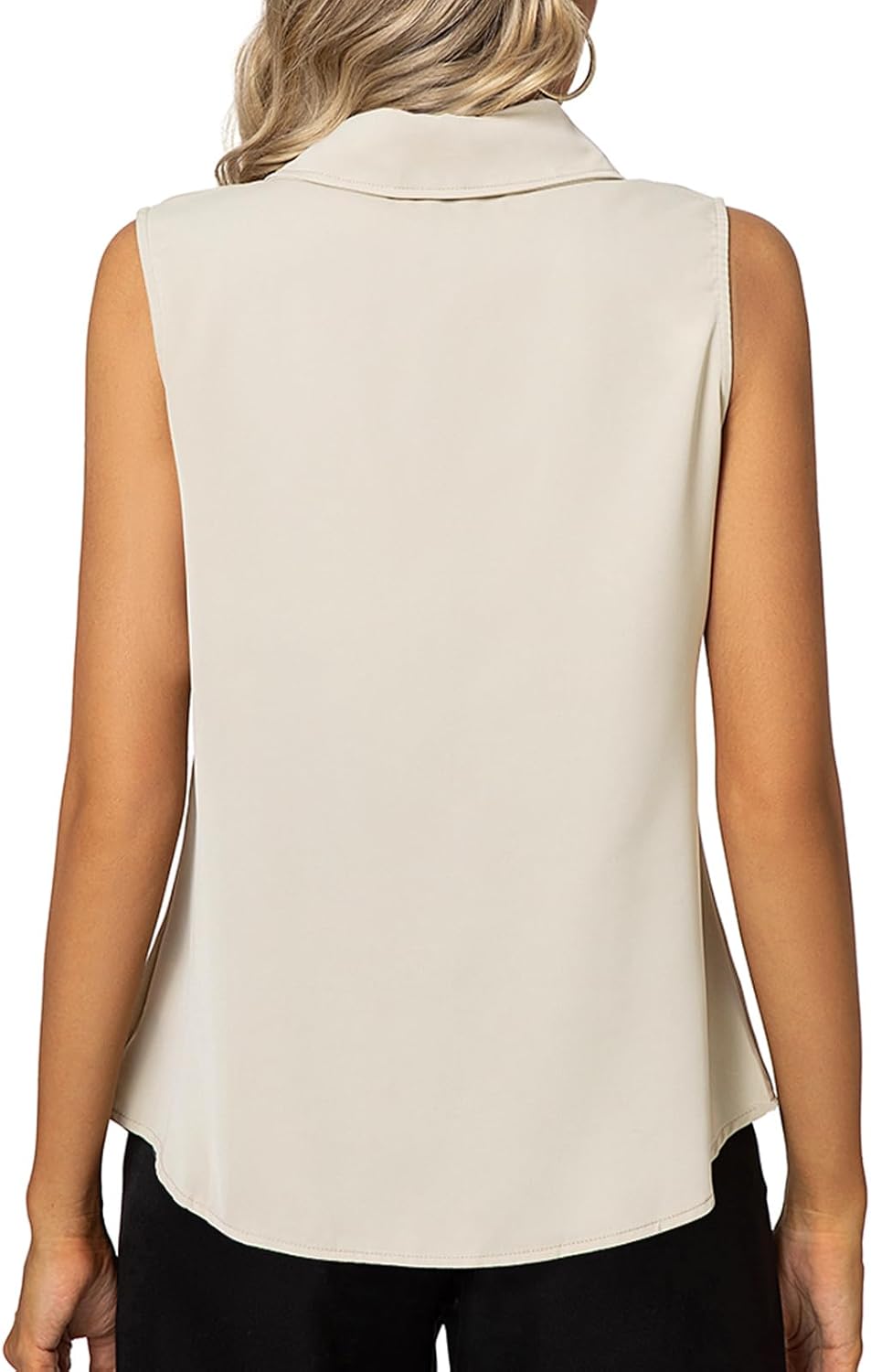 Women's Sleeveless Button Down Shirts Classic Collared Blouse Tops Basic Work Office Tank Tops 2024 - Image 3