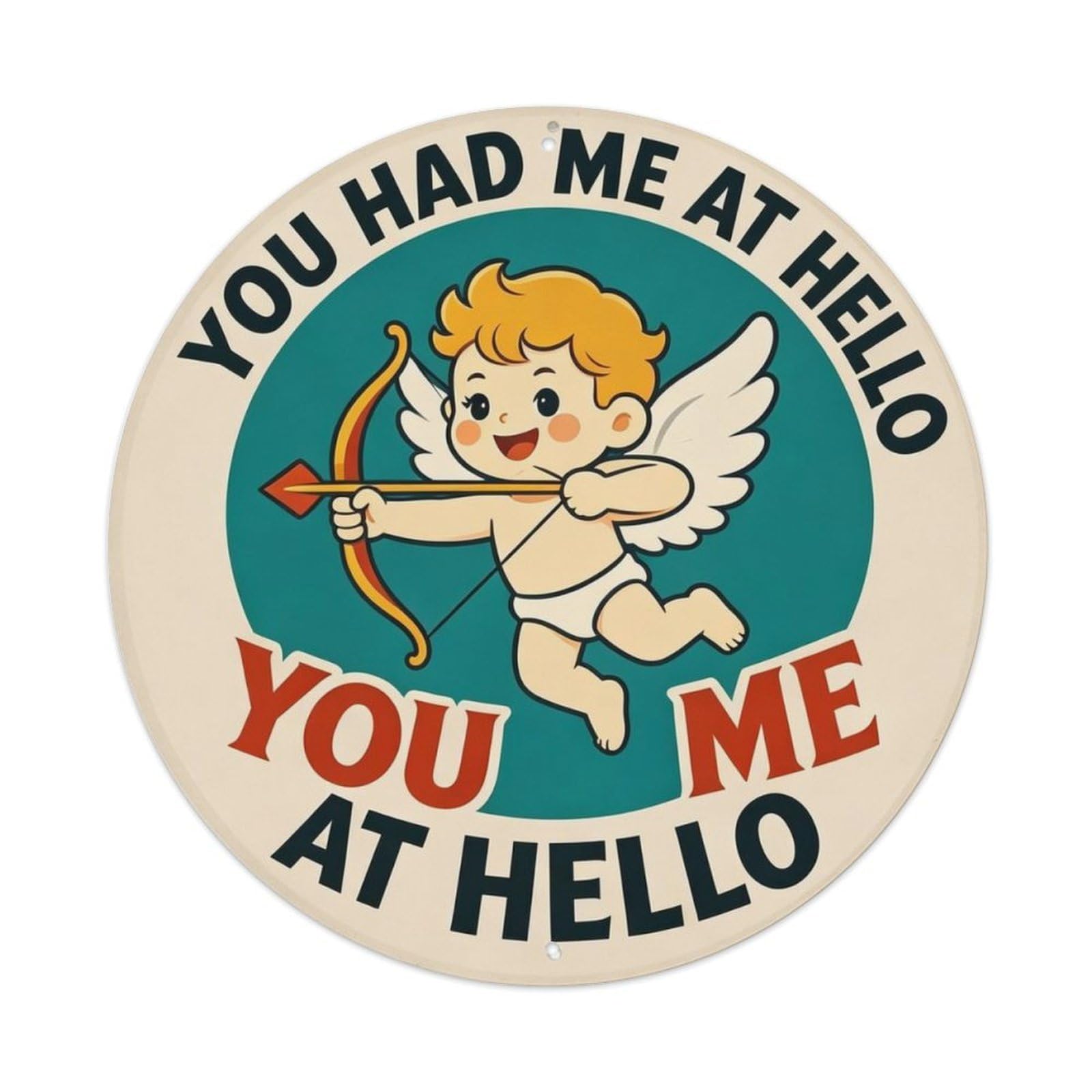 Vintage Valentine's Day Cupid Metal Tin Sign Plaque