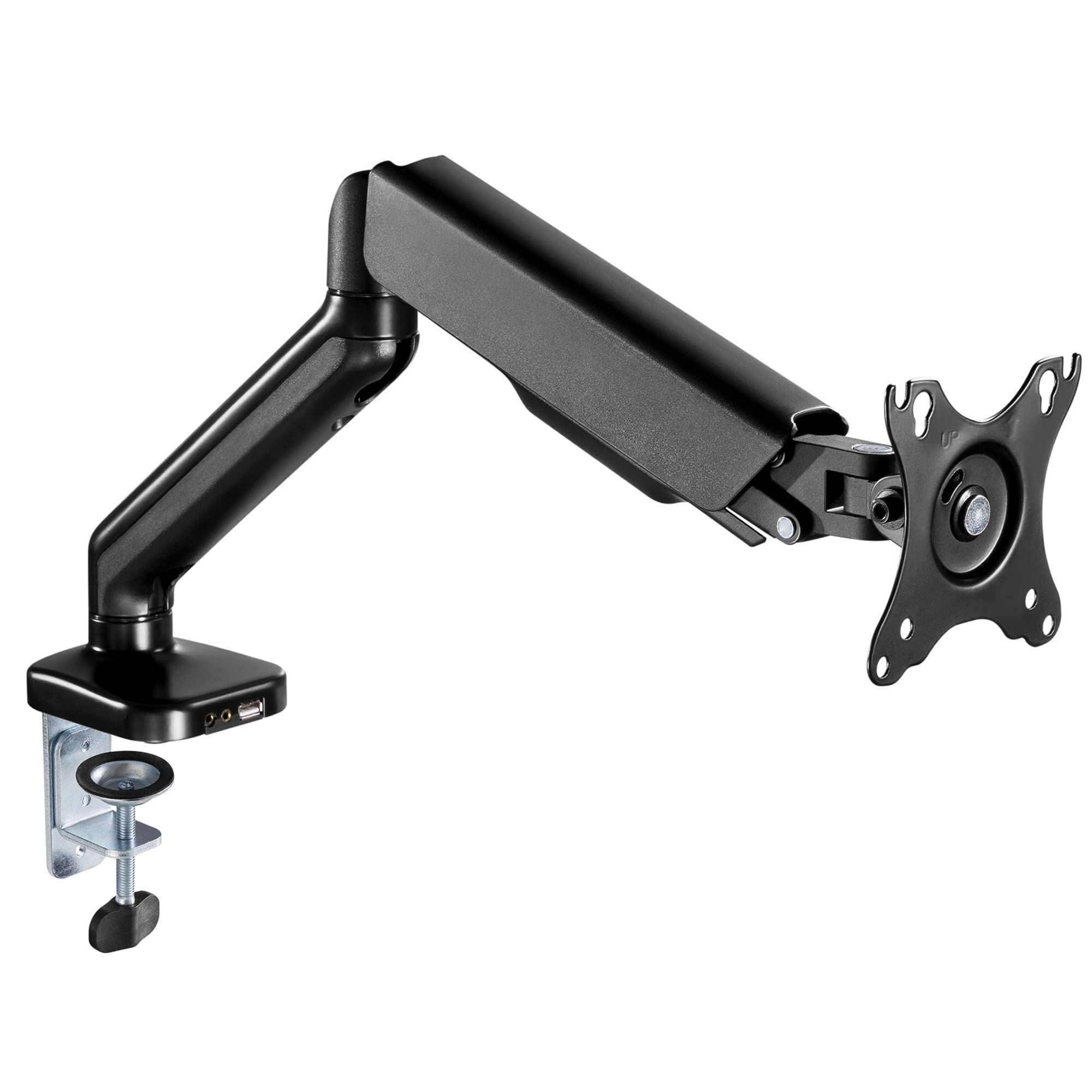 Starburst Technologies Flexion Black Series Height Adjustable Monitor Stand with Dual USB 2.0 Charging, Compatible with Standard or Curved Wide Screen Monitor up to 32"