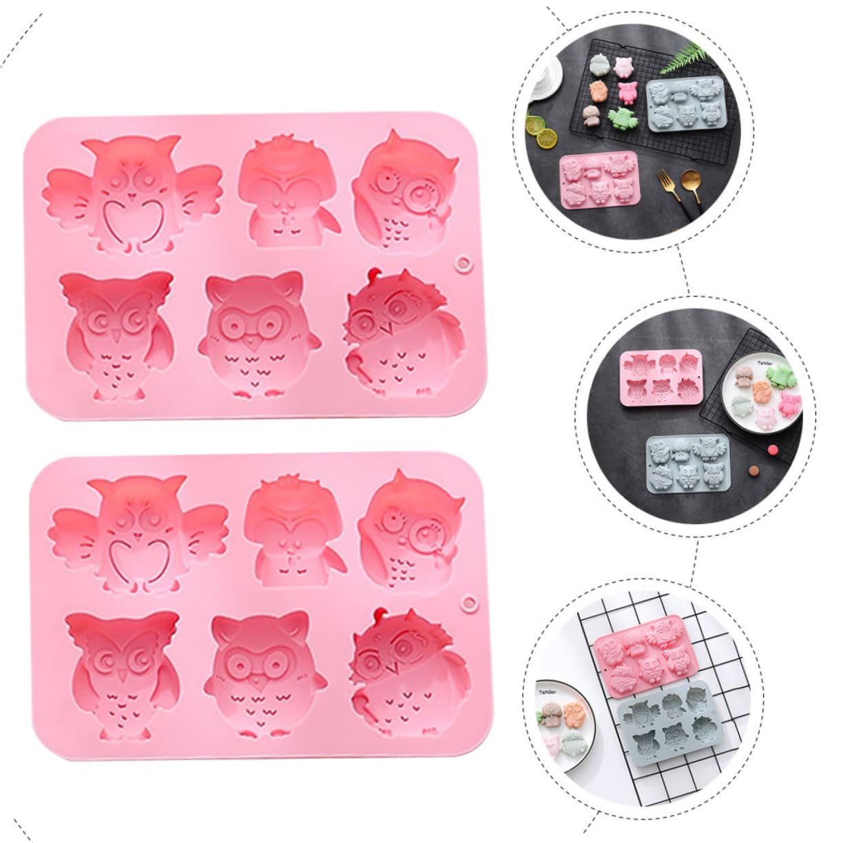 ABOOFAN 6pièces Moule à Gâteau Silicone Forme De Hibou Créatif Pour Pâtisserie Pratique Et Facile à Nettoyer Pour Événements Festifs Et Décorations