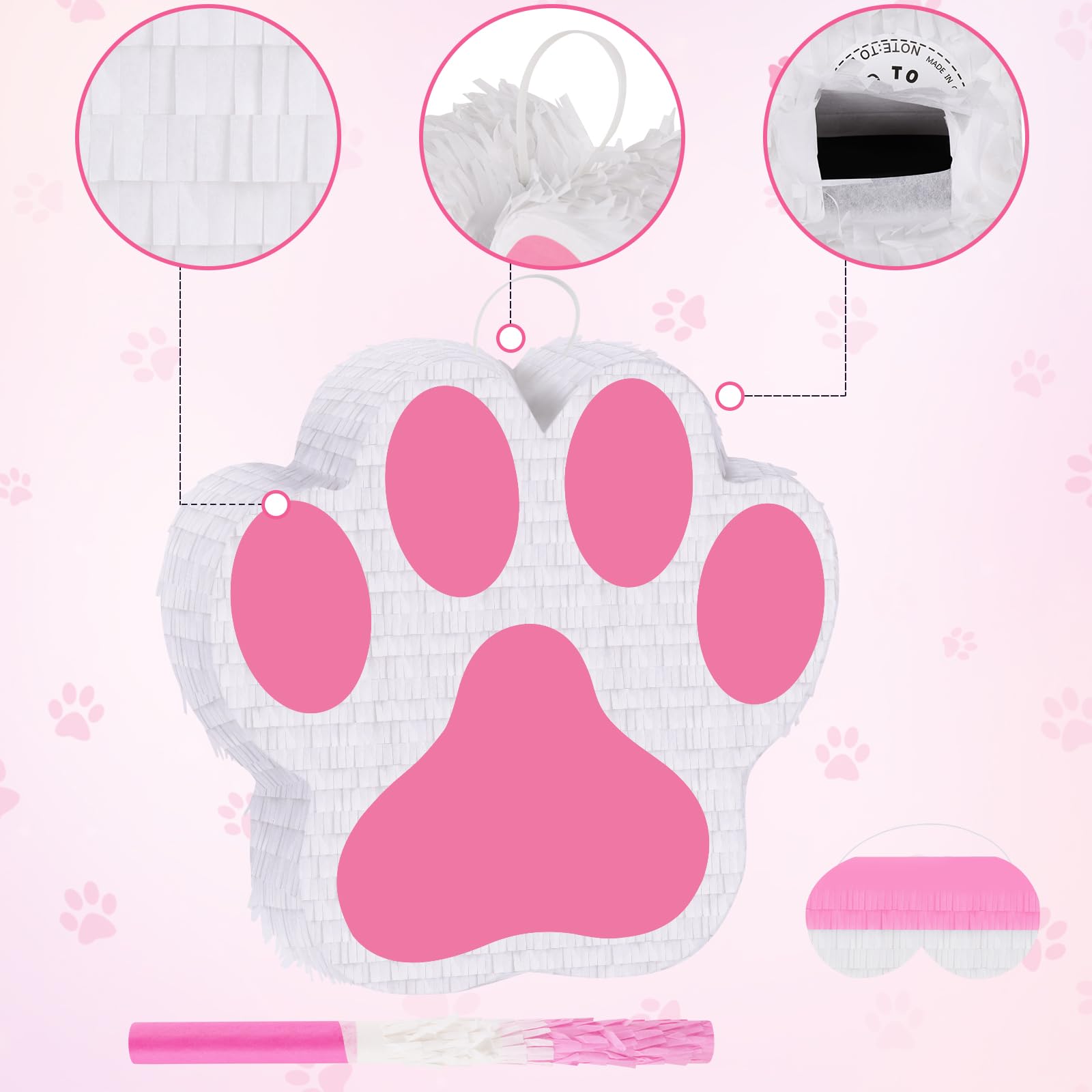 Piñata de perro pequeño con palo de piñata y lazo para colgar, piñata de cumpleaños con temática de animales, suministros para fiestas de cumpleaños, niñas y niños