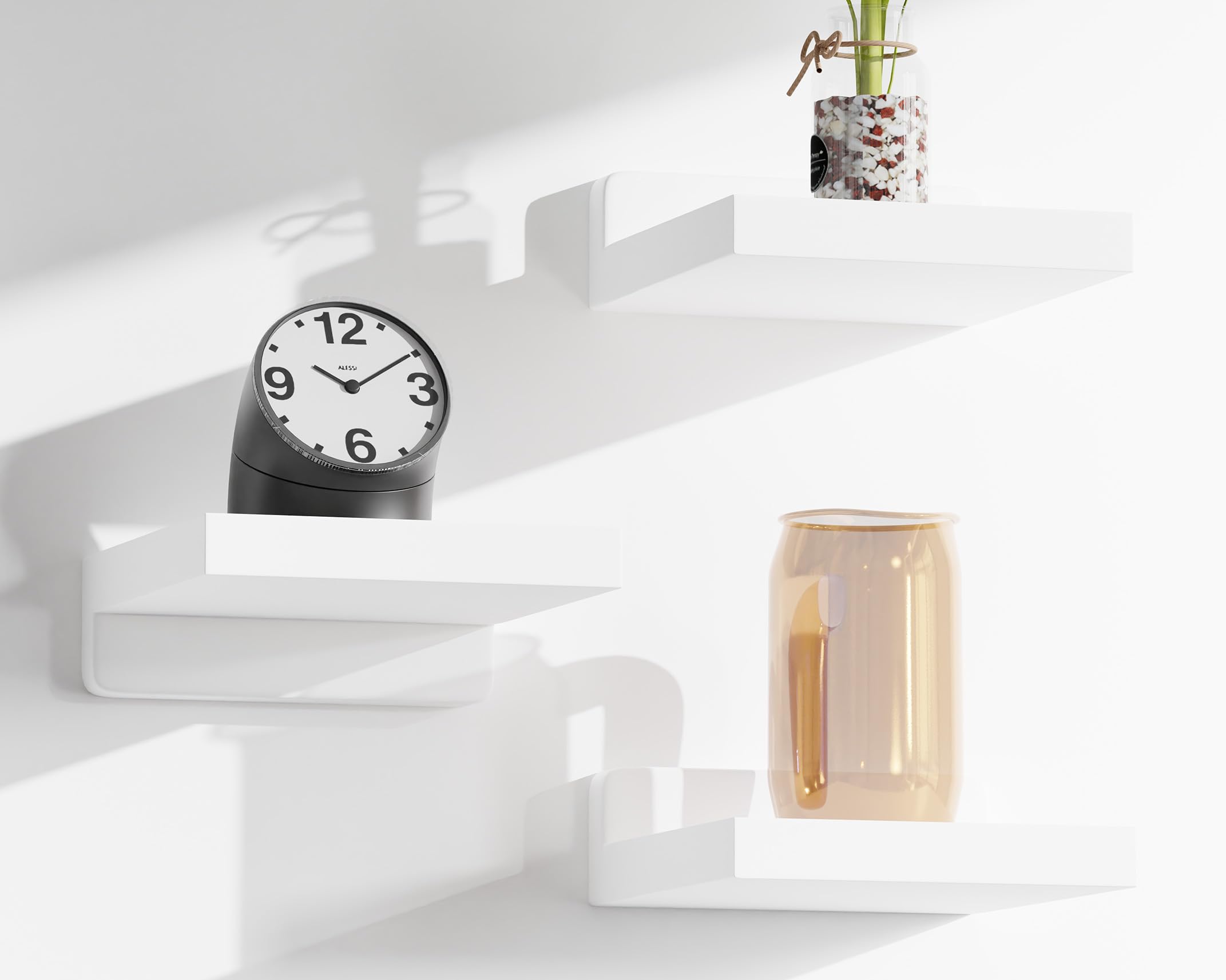 QsQueen Small Floating Shelves Mini Shelves Hanging Display 5 Inch Wall Shelf for Bathroom Livingroom Bedroom,3 Pack, with 2 Types of Installation, Great for Room Decor