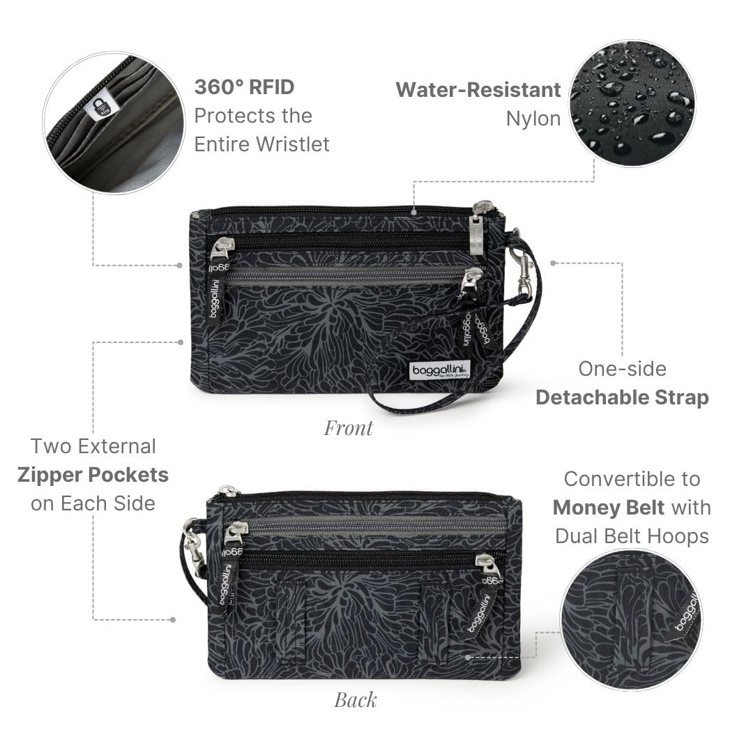 Baggallini Organizator walut RFID, Midnight Blossom, Jeden rozmiar, Organizator walut RFID