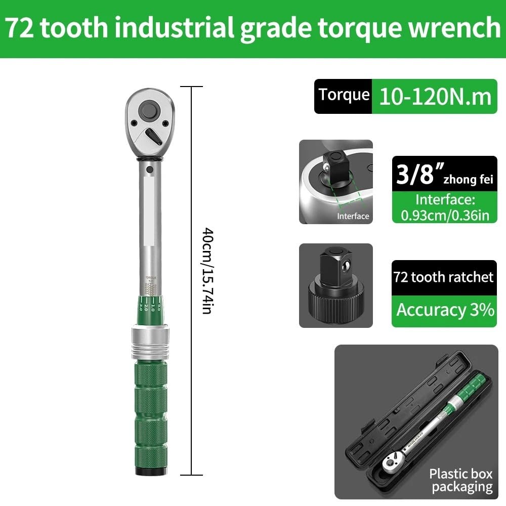 2.5-30N.m 10-120N. 50-350N. Torque Wrench 1/4 3/8 1/2 inch square head torque key ±3% High Accuracy Professional(10-120Nm)