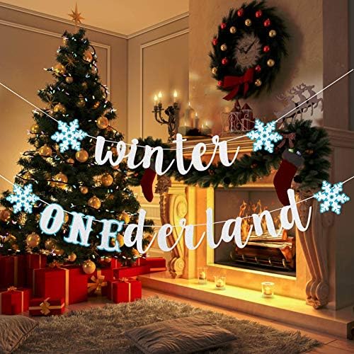 Winter Onederland Banner- Winter Onederland Birthday Decorations,Winter Onederland Party,Onederland Boy,Winter Onederland 1St Birthday Boy,Onederland 1St Birthday Boysilver Blue Glitter)