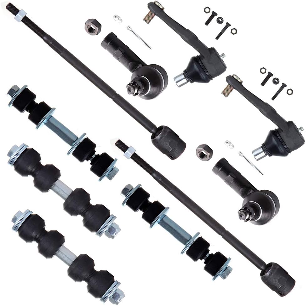 10pc Set Suspension Kit Inner Tie Rod End Outer Tie Rod End Sway Bar End Link Lower Ball Joint Replacement for 1997-2003 For Ford Escort 1997-1999 For Mercury Tracer
