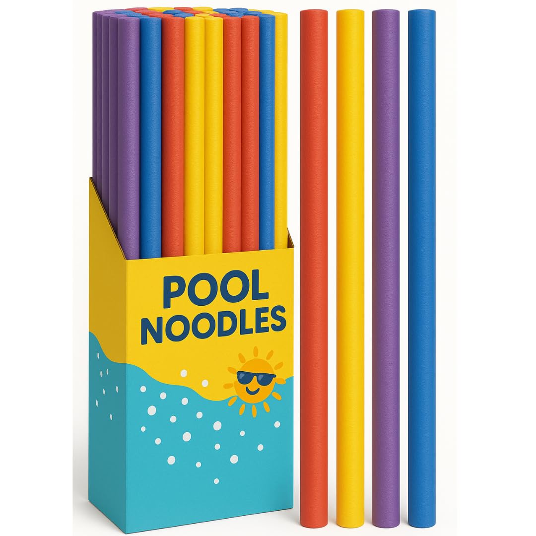 Set of 8 Pool Noodles, Foam Swimming Noodle Float for Children and Adults, Strong and Flexible Swimming aid Essential for Confidence in the Pool