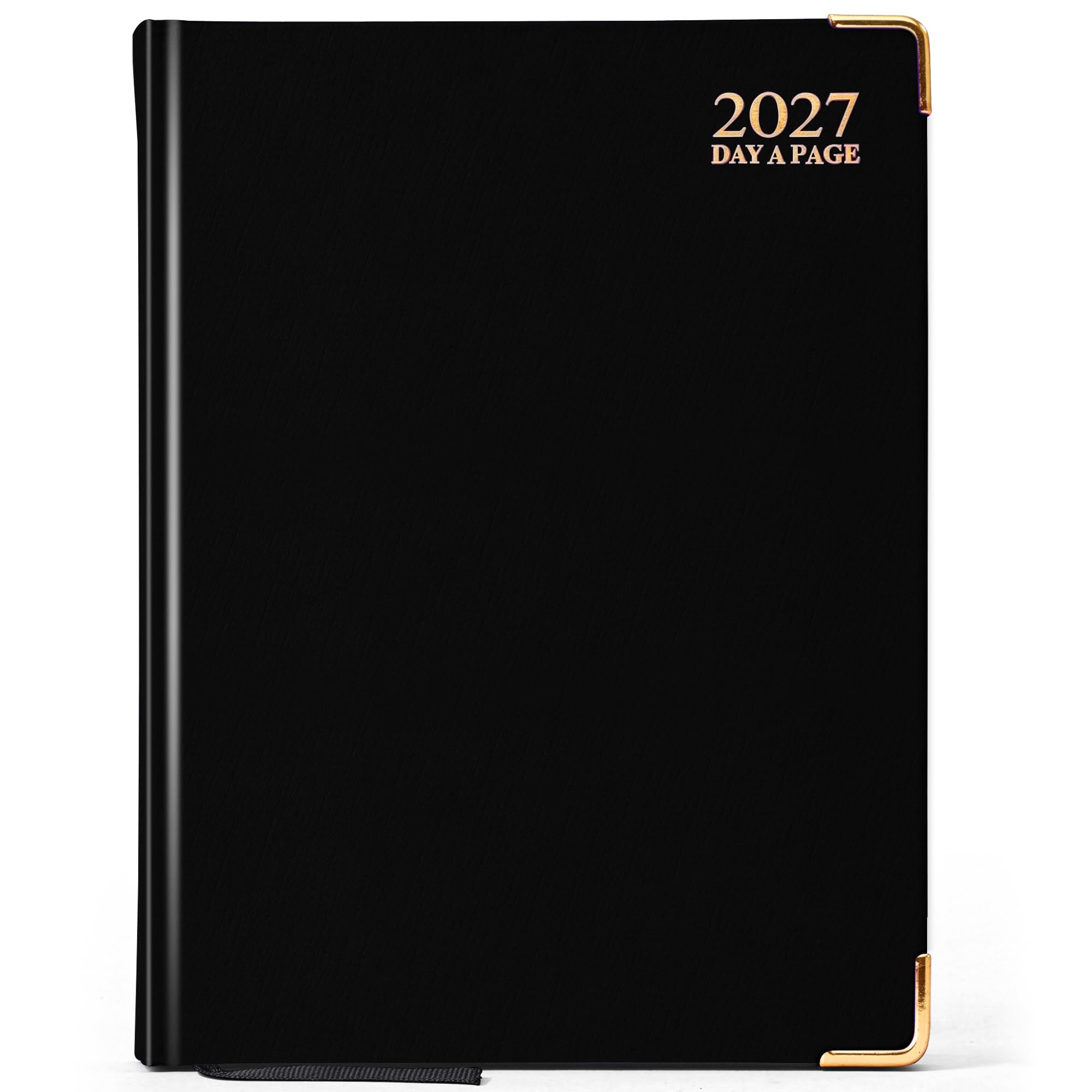 G4GADGET A5 2027 Day a Page Black Diary Gilt Edges Hardback