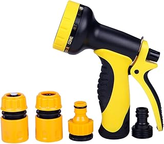 Hose Pipe Spray Gun,High-Pressure Hose Nozzle Suit for Hozelock Hose Set,10 Modes Patterns Hose Spray Gun,High-Pressure Anti-Slip Hose Nozzle for Lawns Watering,Car Wash, Pets Shower & Home Cleaning