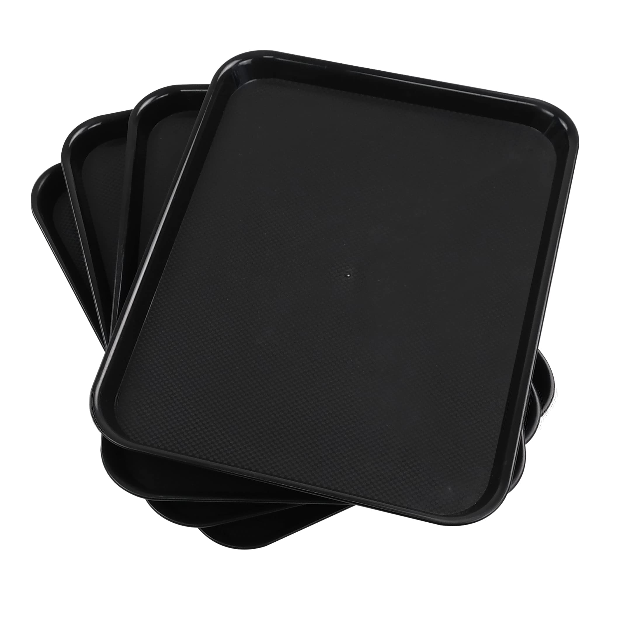 Nesmilers 4-packs Restuarant Serving Trays, Plastic Fast Food Drinks Serving Tray (Black)