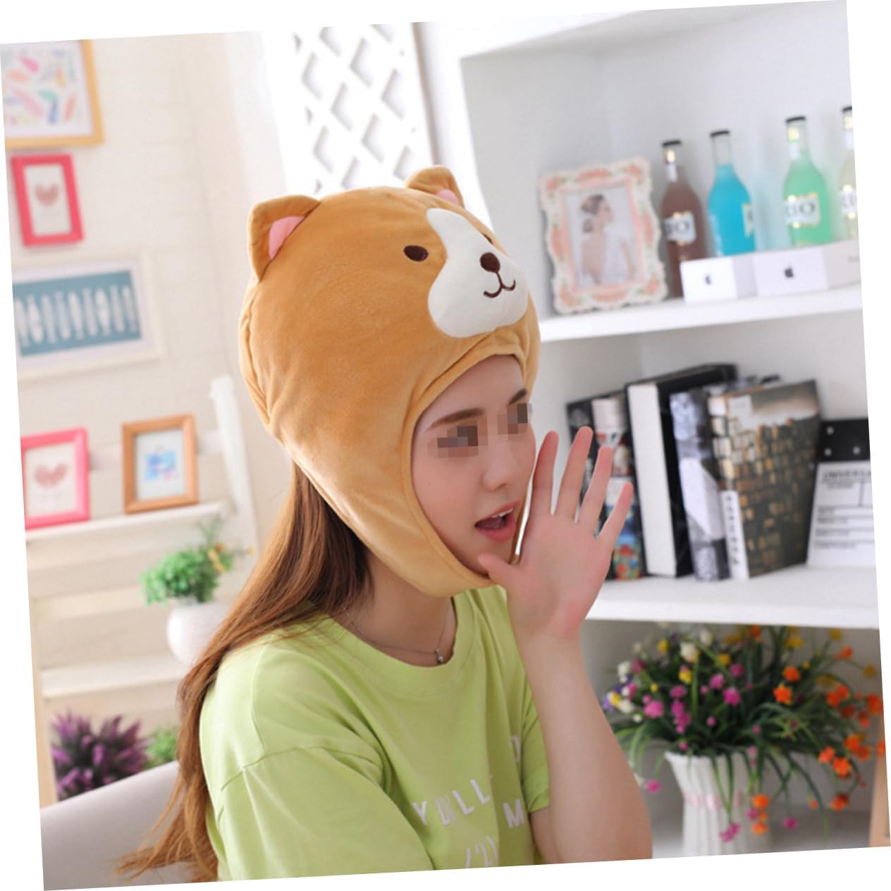 Corgi Hat Brown Cosplay Headwear for Adults Boys and Girls Adjustablefunny Novelty Cap Stuffed Toy Photo Props