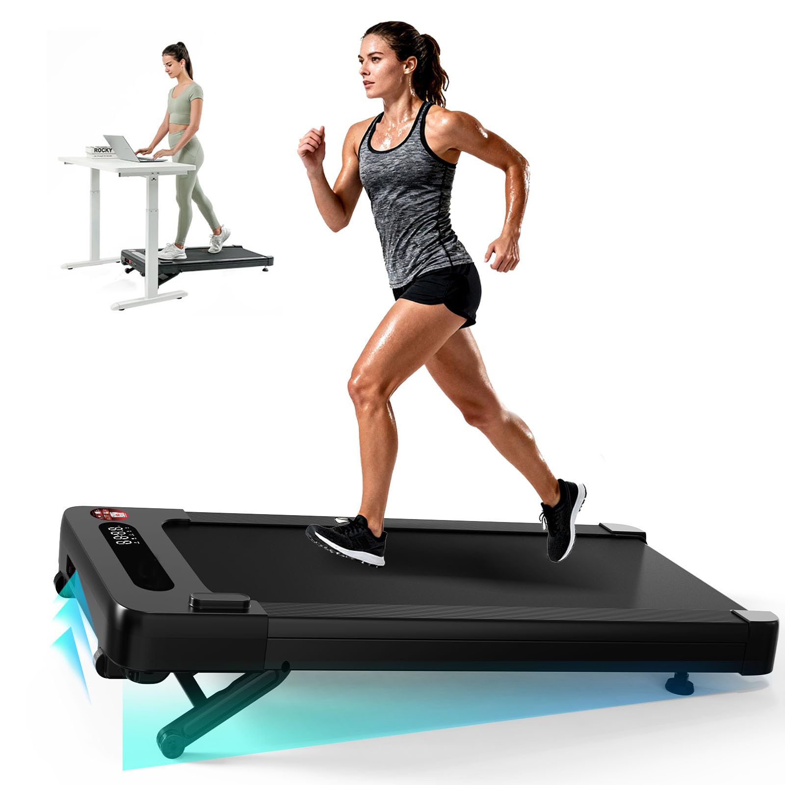 Bluearth Walking Pad mit 10% Automatische Steigung, Max 150KG, 2.5PS Leiser | Smart App,MotorLaufband Schreibtisch für Zuhause und Büro,Laufband für Zuhause mit Immersivem Erlebnis und Live-Kursen