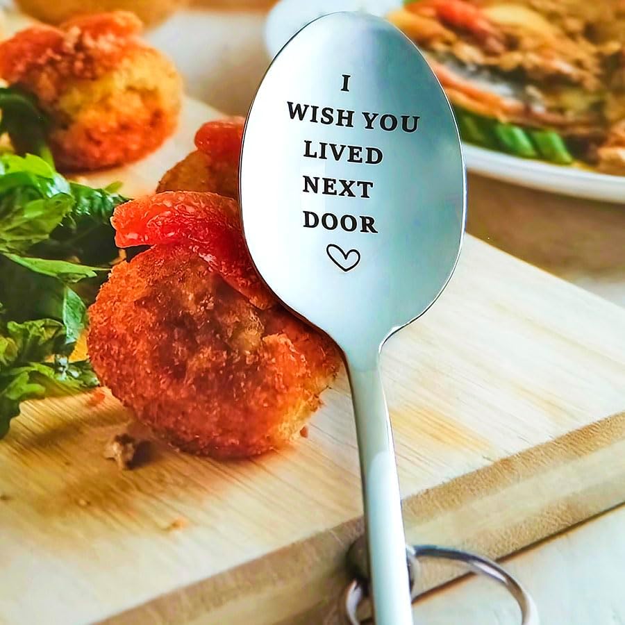 Best Friend Bestie Gifts Spoons Long Distance Friendship Gift for BFF Best Friends I Wish You Lived Next Door Spoon Gifts for Women Moving Going Away Gift for Friend Daughter