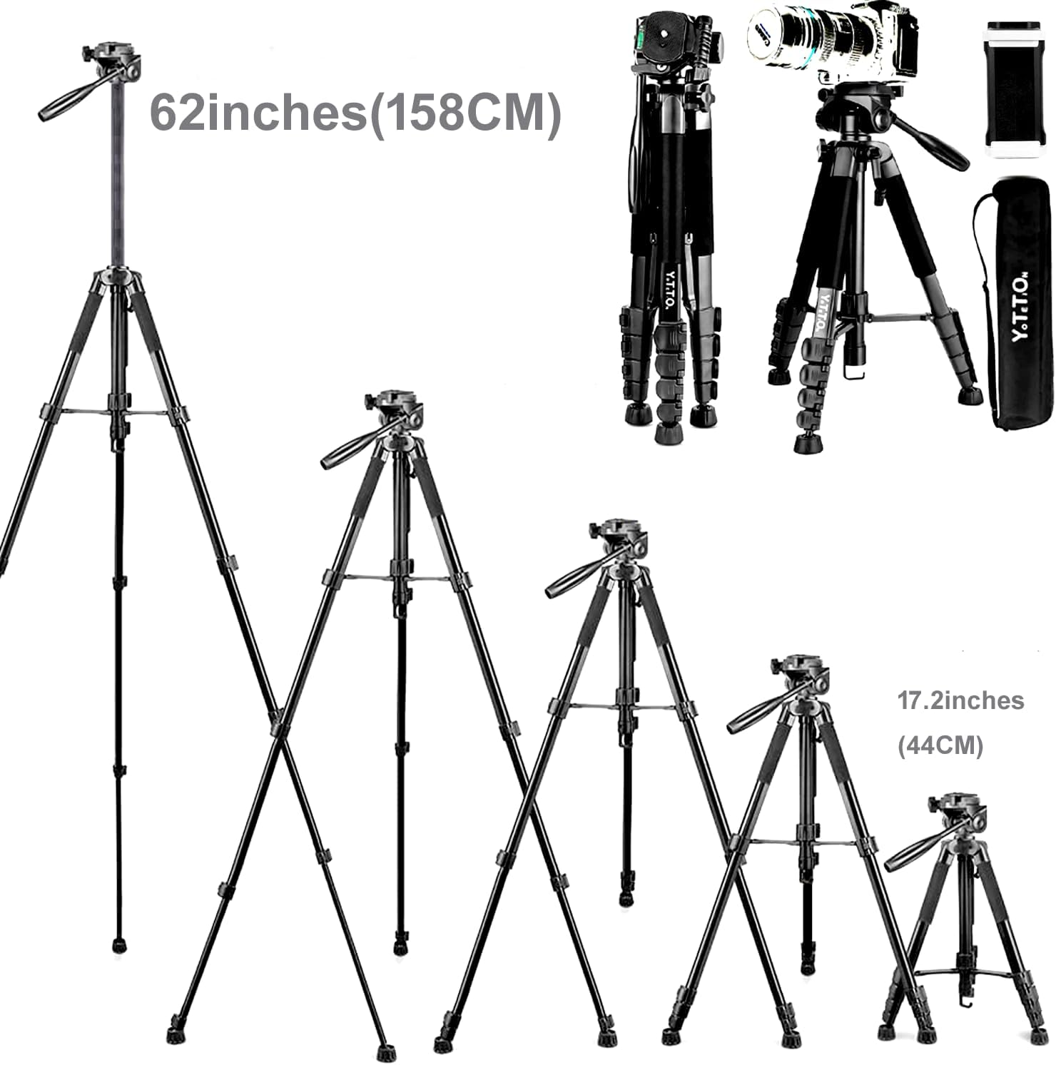 79 inch camera bracket, 5-section adjustable 3-way gimbal bracket, monopod, travel telescope bracket, horizontal telescope, mobile phone professional stand tr79-5