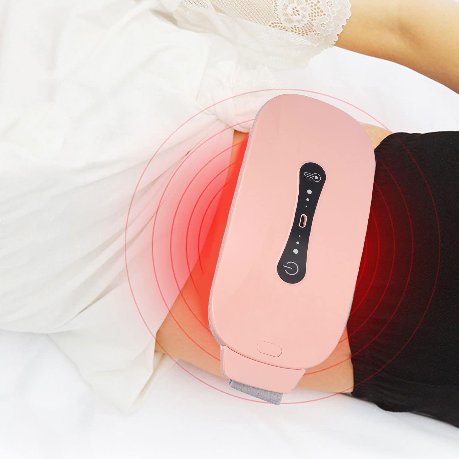 BigKing Ceinture Utérine Chauffante Électrique, Ceinture De Palais Chaud Utérus Compresse Chaude Menstruelle USB 3 Niveaux de Vibration EMS Ceinture Chauffante pour Le Ventre Petit 92cm×8.5cm×3cm
