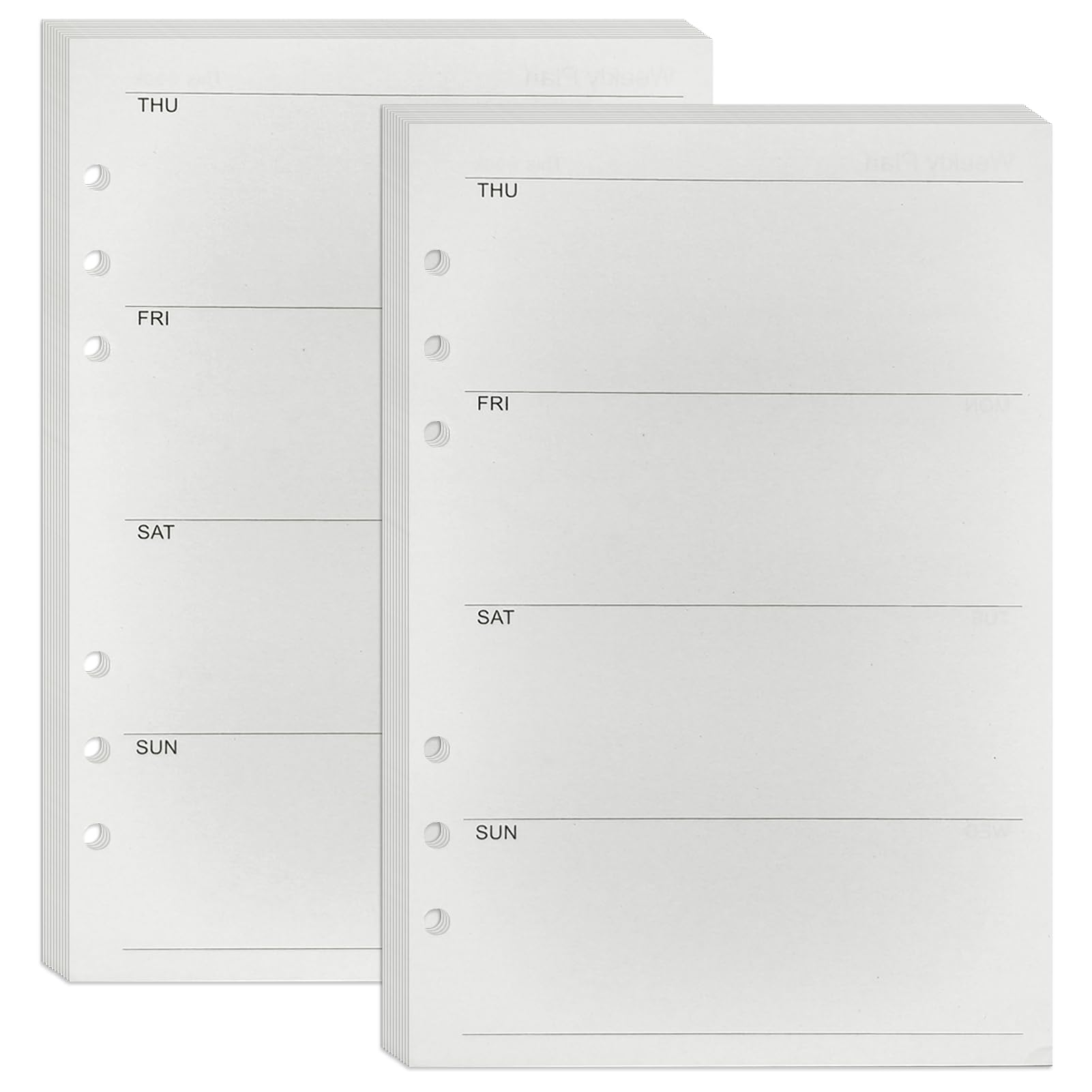 DY.2ten A5 Weekly Planner Inserts, 6 Hole Punched Binder Inserts, 90 Sheets/180 Pages, 100gsm Thick No Bleed Refills Paper, 8.27" × 5.55"