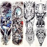 Spartans Warrior Temporarty Tattoo Stickers 48X17Cm Large Full Arm Waterproof Lion Face Tattoo Paste Power Men Tatoos Women