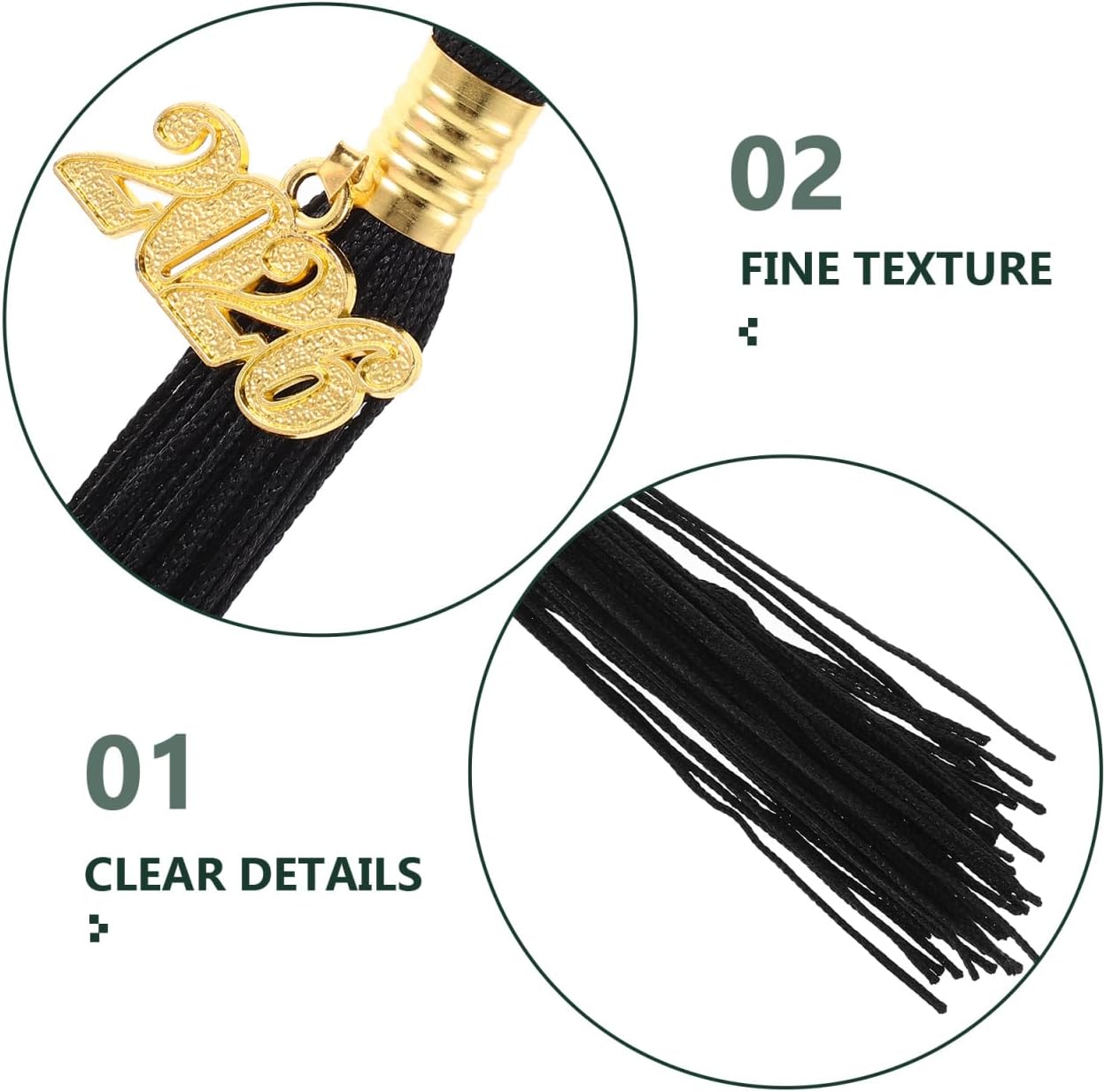 Gadpiparty 4pcs 2026 Memorial Decorations Tassel for Graduation Hat Grad Tassel Charm Black - Image 3