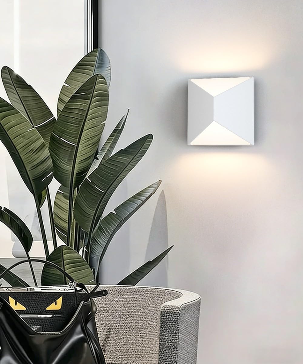 Tipace Modern LED Wall Sconce Hardwired Indoor White Wall Lights 2 Packs Up and Down Wall Mount Light for Living Room Bedroom Hallway Corridor Conservatory Warm White 3000K(with G9 Bulbs)