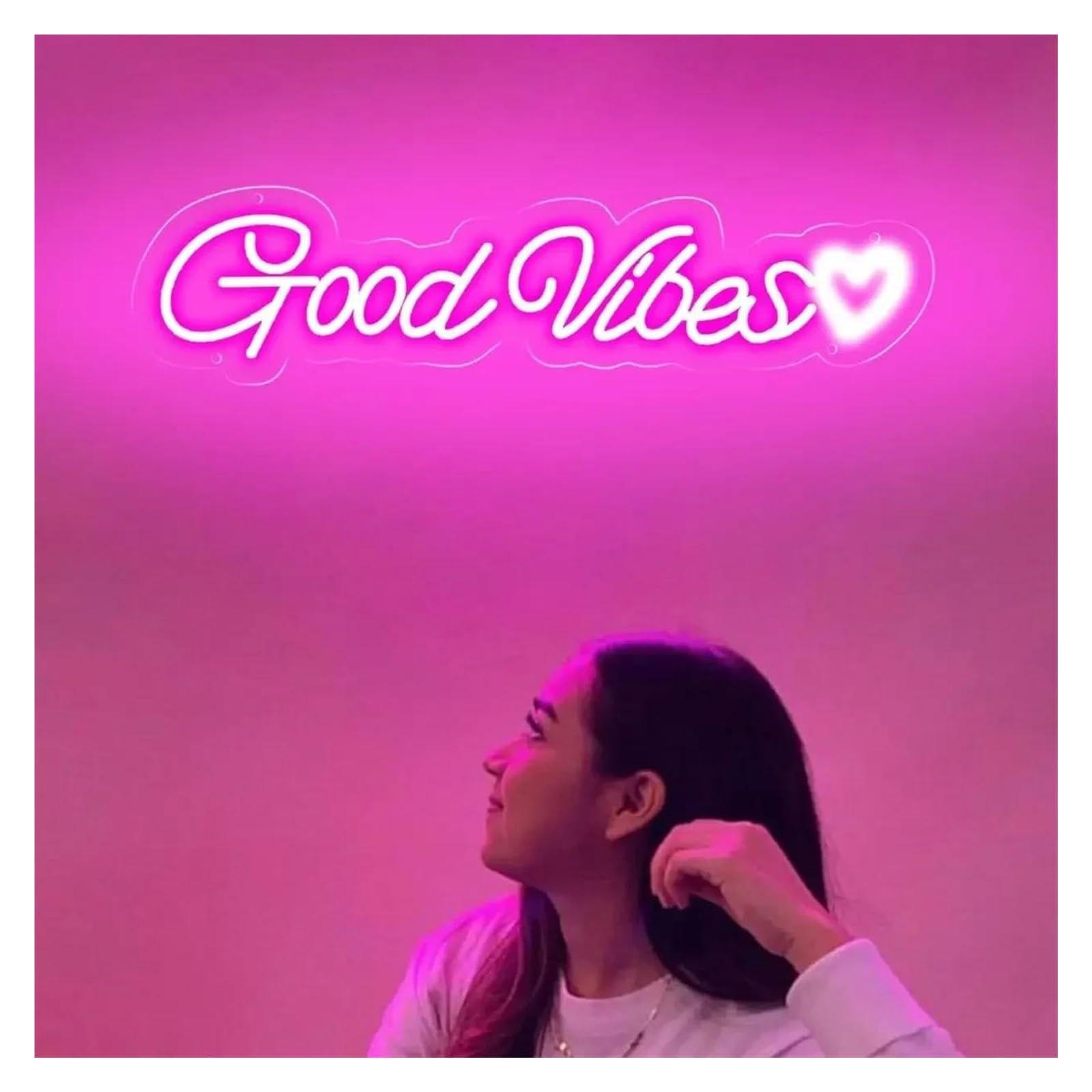 Decoración Lámparas Letrero De Neón LED Con Buenas Vibraciones Para Decoración, Alimentado Por USB, Apto Para Salas De Juegos, Bares, Bodas, Fiestas