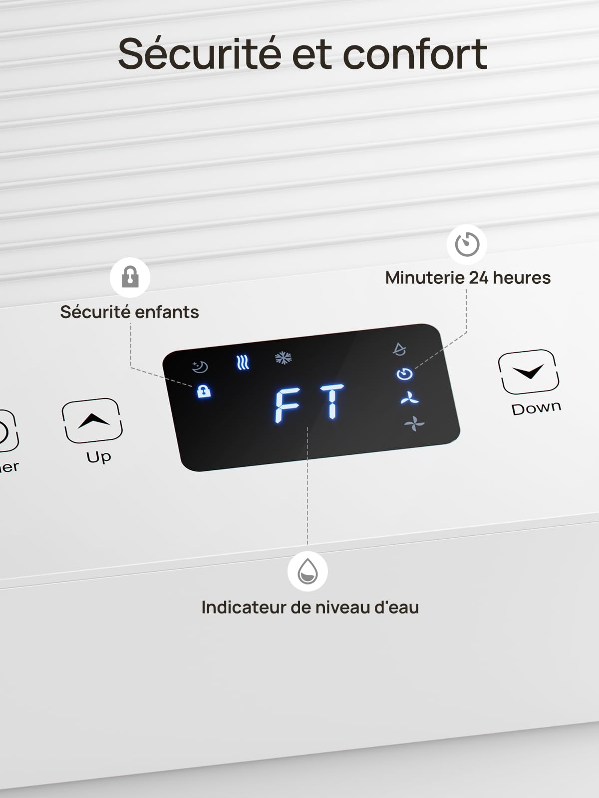 Climatiseur mobile 9000 BTU, 4 en 1 (refroidissement/déshumidification/ventilateur/mode veille), télécommande, écran LED, minuterie 24h et sécurité enfant – Idéal pour la maison, le bureau, le camping