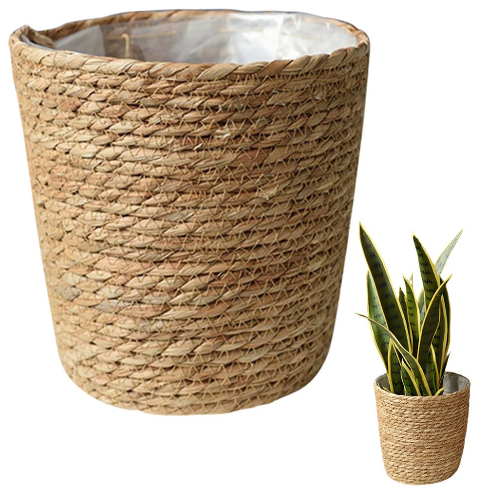 Pot en jonc de mer Beavorty anti-fuite avec doublure pour plante succulente