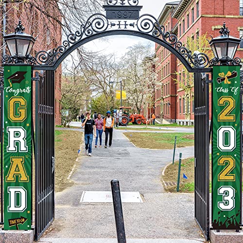 2023 Graduation Banner Class Of 2023 Congrats Grad Porch Sign Party Decorations Supplies Welcome Hanging Door Decor For Indoor Outdoor(Green) #TOP5