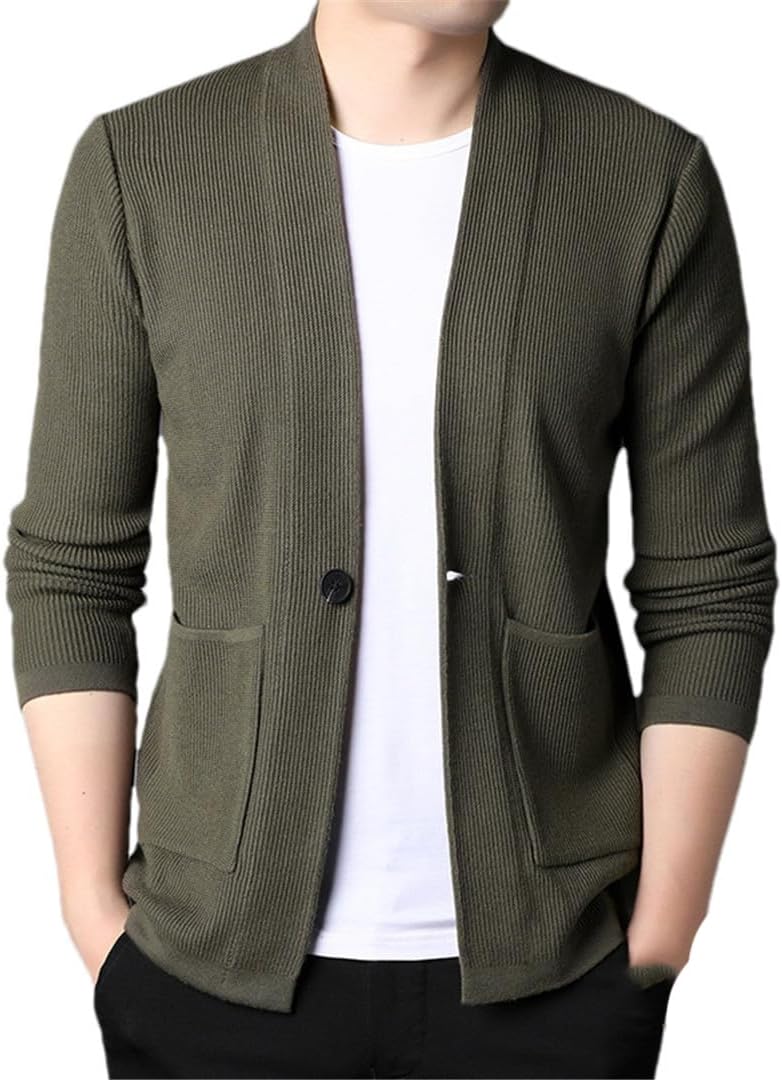 Suwequest Autumn Fashion Knitwear Sweater Winter Mens 1 Button Cardigan Sweater Casual Coats Men Jacket