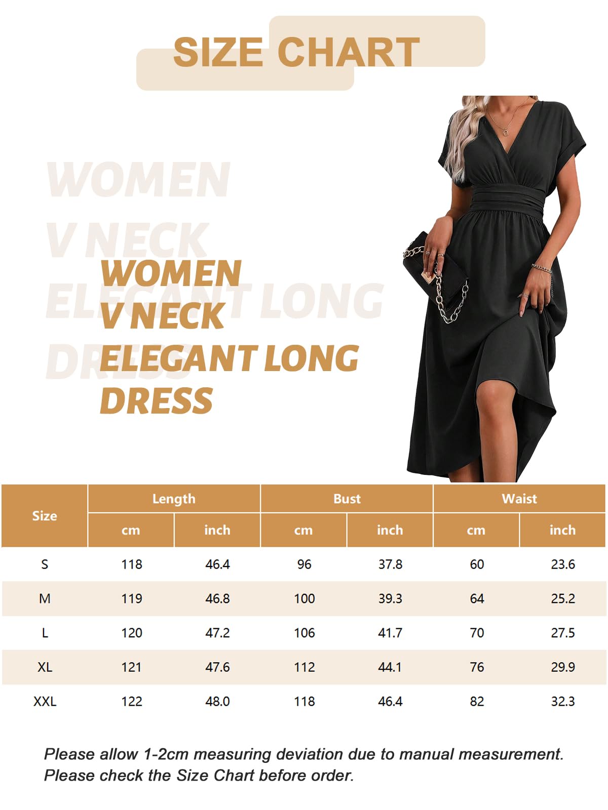 LIAMERHE Robe Hiver/Été Femme Élégante Col en V Manches Longues/Courtes Robes Casual Solide Taille Haute Ligne A Robe Longue Robe de Mariage Décontractée
