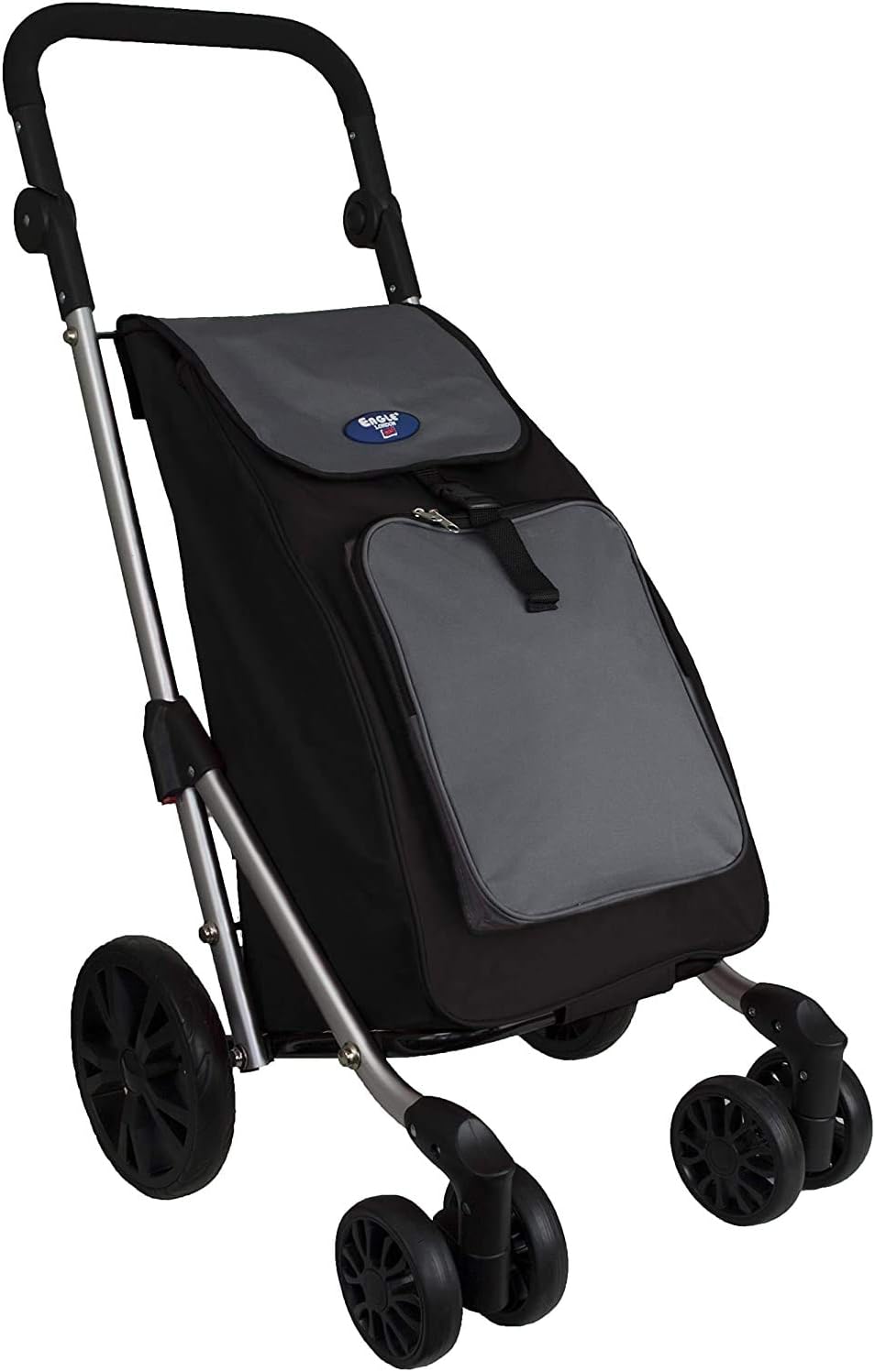 eagle-london-folding-shopping-trolley-6-wheels-chrome-steel-frame