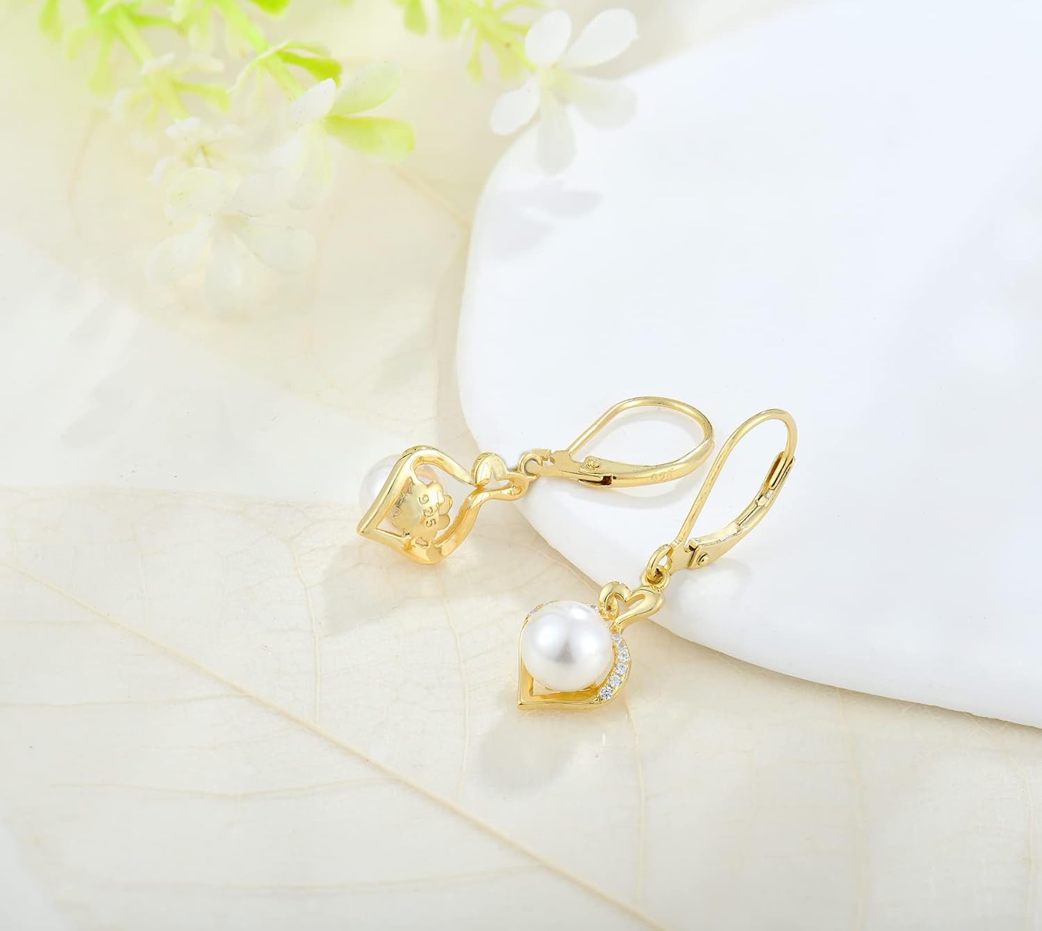 Pearl Earrings Dangle Drop Earrings 925 Sterling Silver Infinity Jewelry Gifts for Women Party Birthday - Image 3