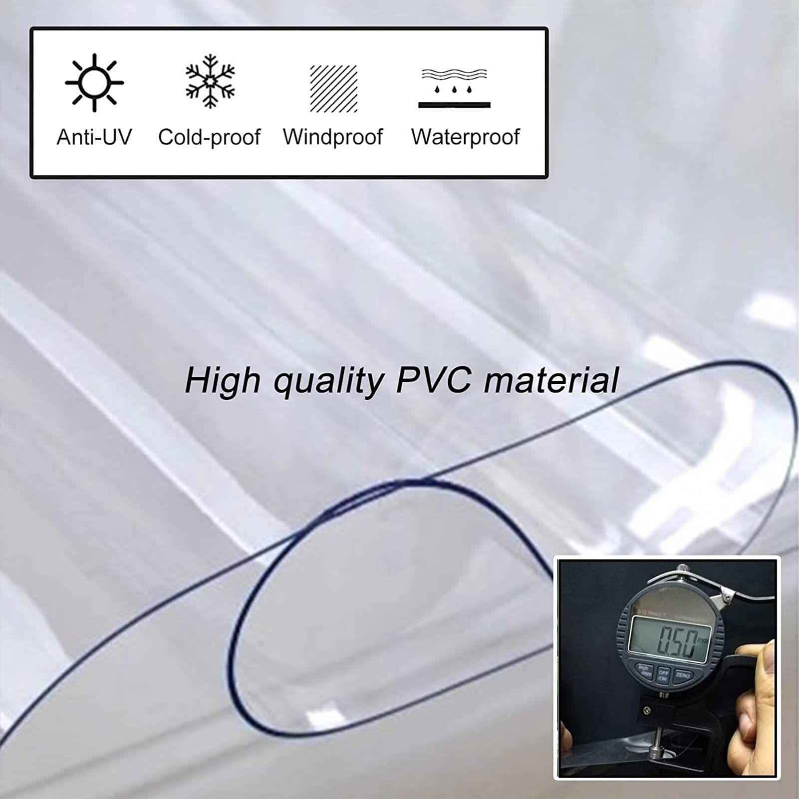 Pannelli trasparenti all'aperto del gazebo del PVC della tela cerata 0.5mm con gli occhielli e la copertura durevole della chiusura lampo per il balcone del patio e gli eventi