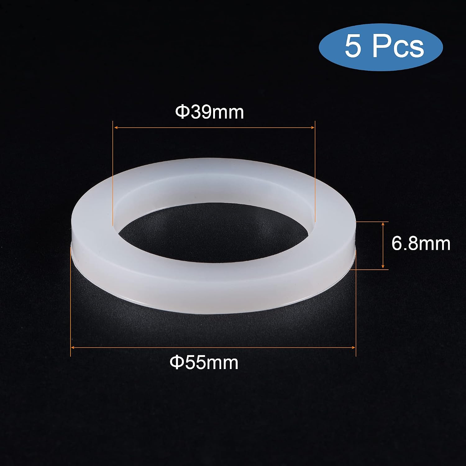 MECCANIXITY Silicone Rubber Flat Washer 1-1/2 Inch DN40 Gasket for Wrench Type Quick Connector, White Pack of 5