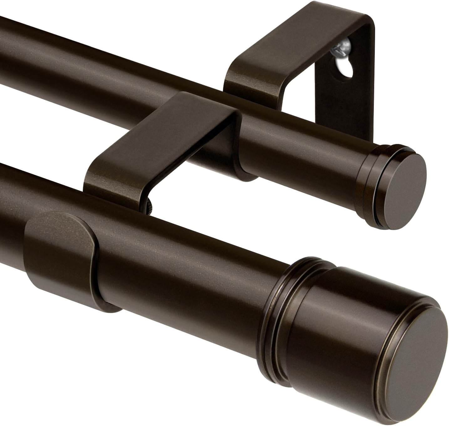 Double Curtain Rod 36 to 72 Inch, HOTOZON 1 Inch Heavy Duty Double Curtain Rods for Windows 24 to 68 Inches(2-5.6 ft), Telescoping Drapery Rod with Simple End Finials, Bronze Bronze 36-72"
