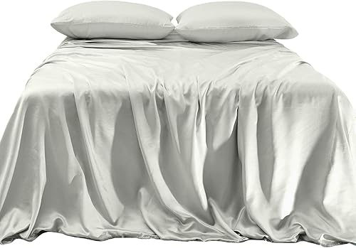 Elegant Comfort Lujoso juego de sábanas de satén sedoso de 4 piezas, agradable a la piel y al cabello, no se arruga, decolora y resiste a las