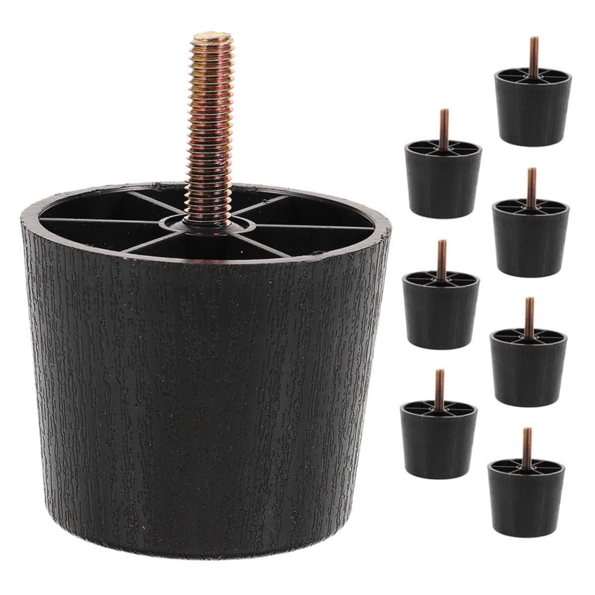 Lot de 8 rehausseurs de meubles plastique noir 50mm M8 canapés