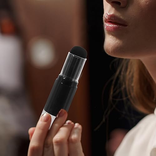 Miniatura 7 de VOSAREA Brocha de base para maquillaje, cepillo para polvo con botella de polvo suelta recargable, frasco, cepillo de viaje para rubor (negro)