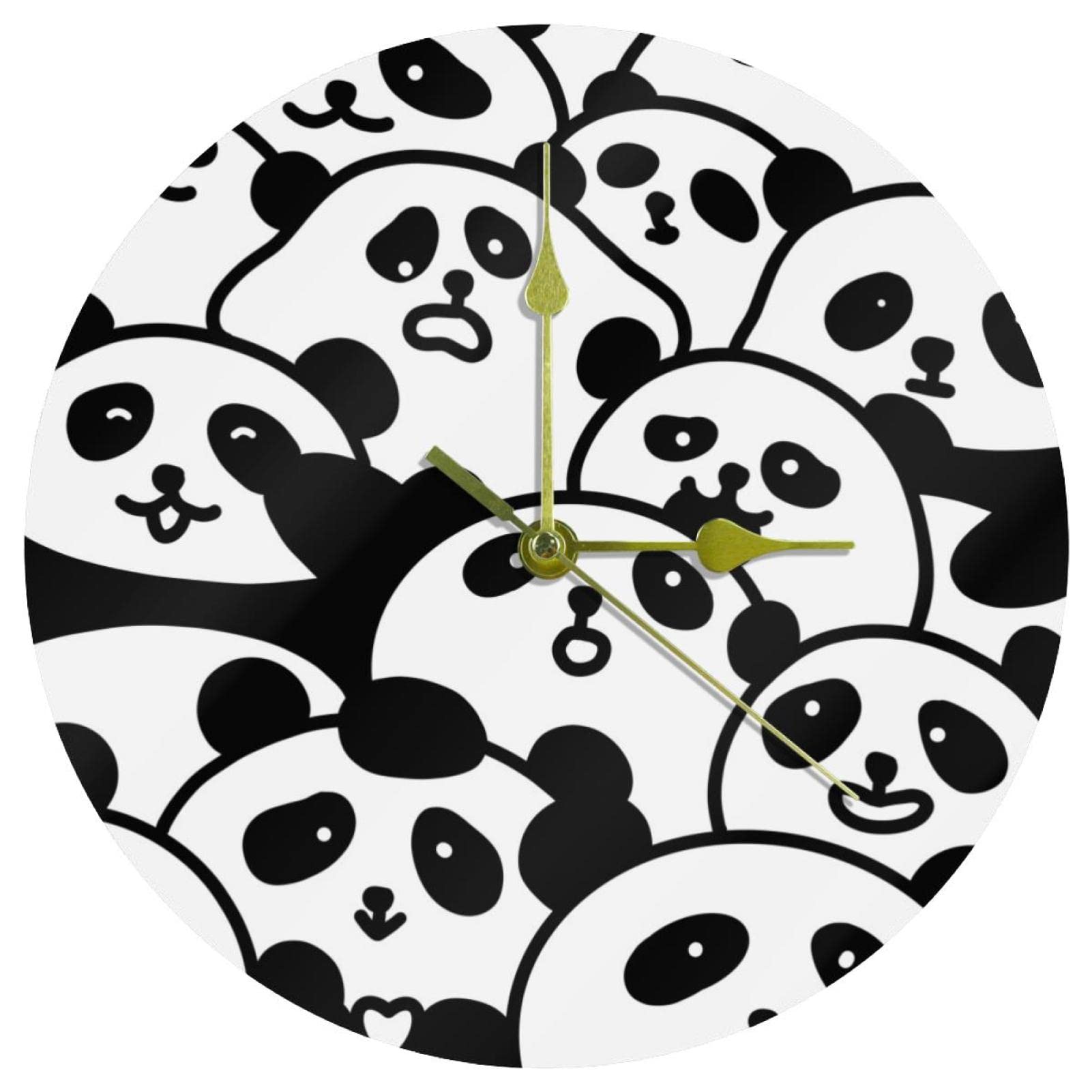 Horloge murale panda silencieuse pour décorer la chambre des enfants