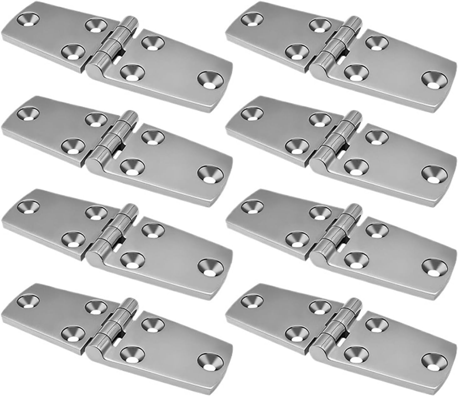 8PCS Stainless Steel Cast Door Strap Hinge with 6 Holes Mirror Polishing Hinges Boat Hardware Parts Hinges-38X102MM