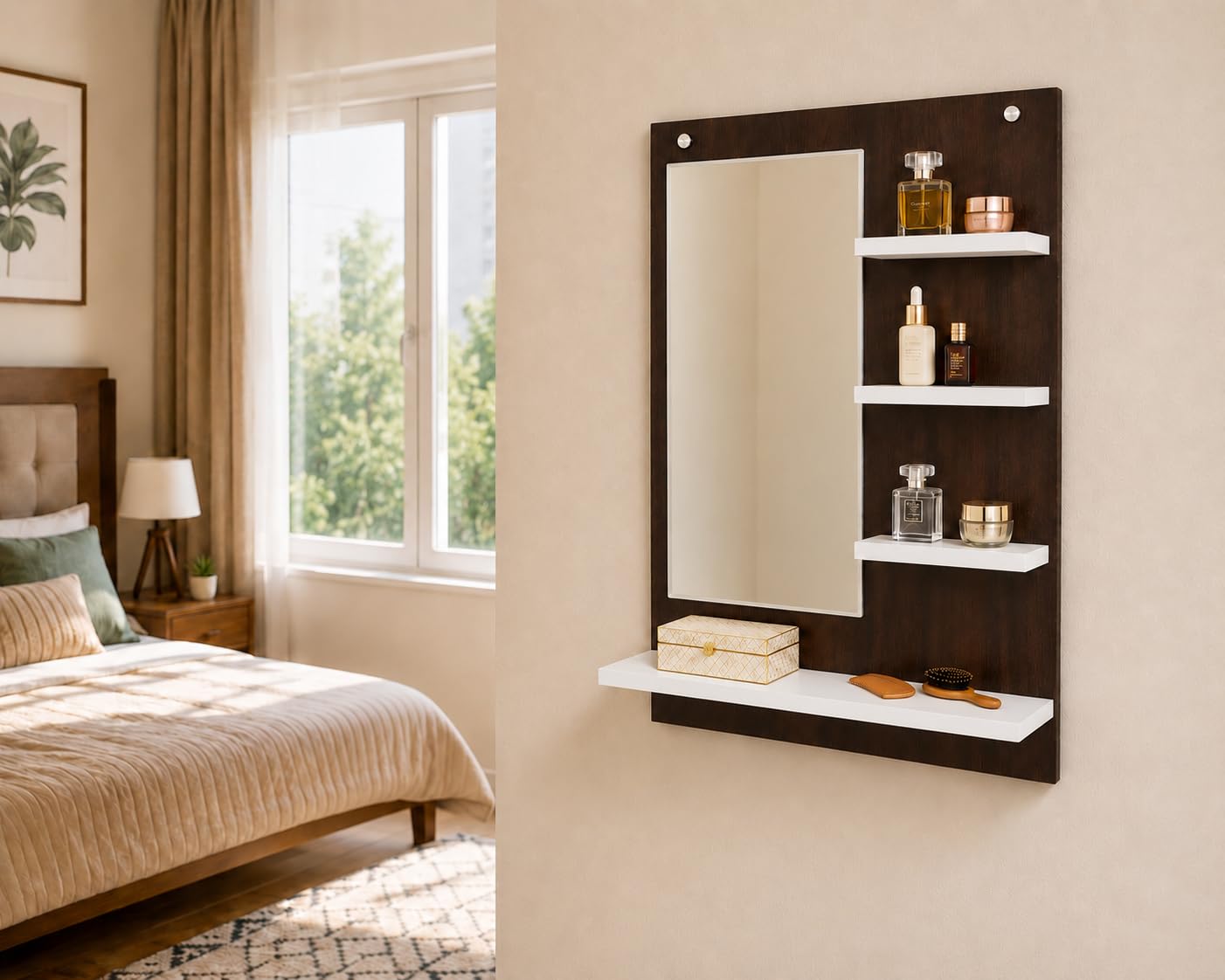 pedpix engineered wood dressing table (coffee white)