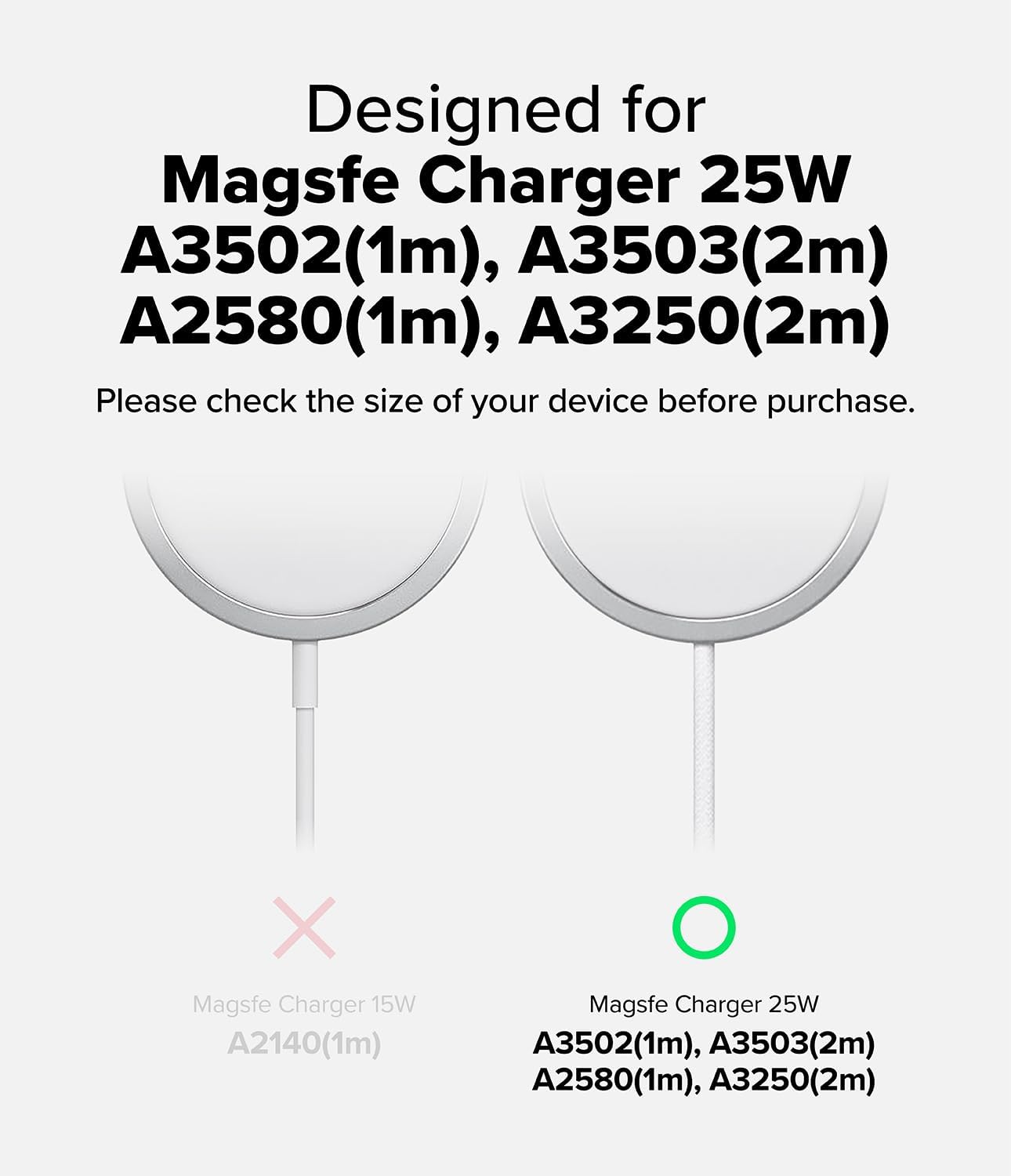 Ringke Slim Compatible with MagSafe Charger Case (Not for 2024 Version) Wireless Charging Pad Cover Designed for MagSafe Charger 15W (A2140, 1M) - Matte Clear