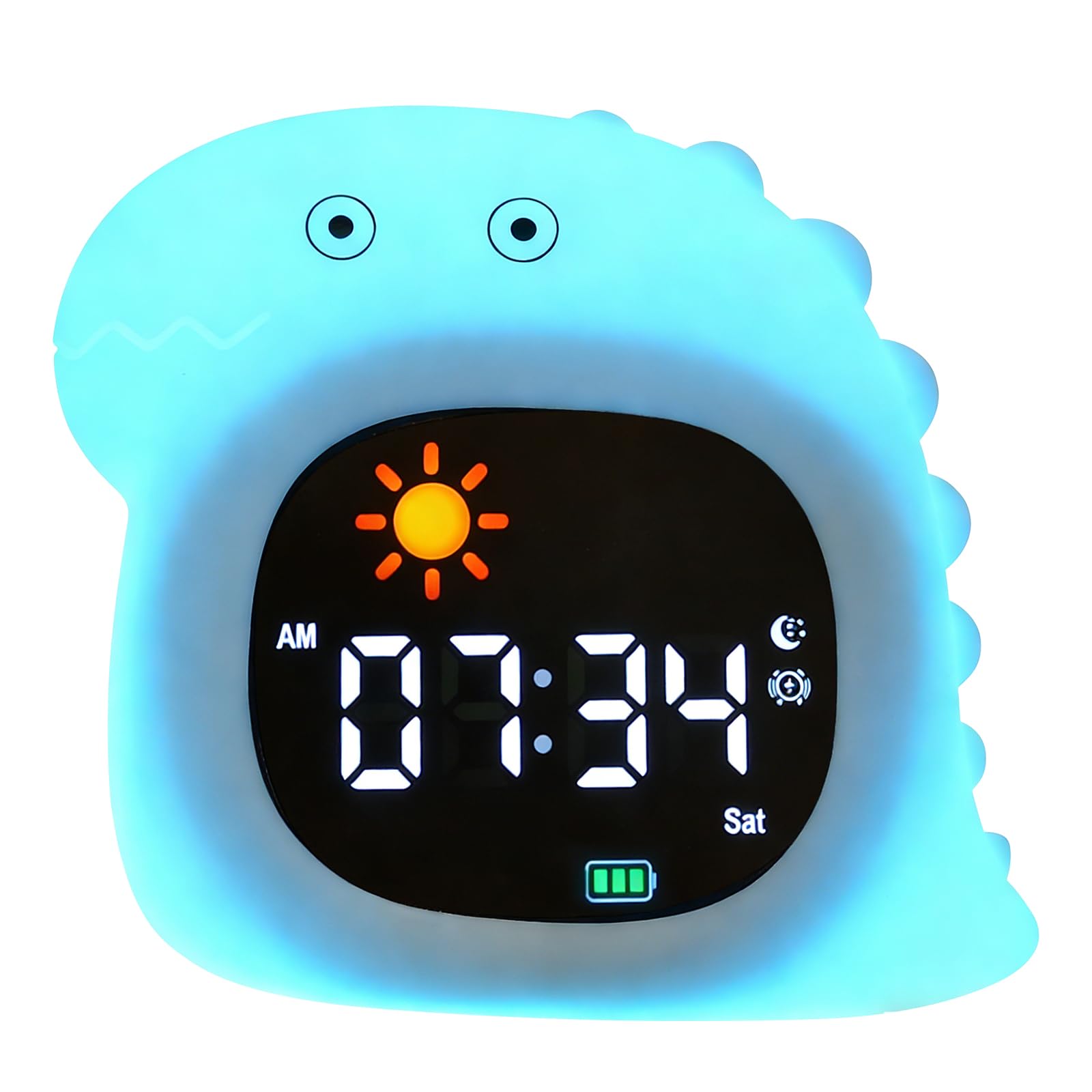 Sveglia per bambini, sveglia all'alba con luce notturna, display a LED con musica per dormire suoni rilassanti, funzione snooze, 12/24 ore, 6 luminosità regolabili per camera da letto