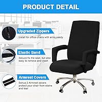 Vista 3 de Fundas de asiento elásticas para silla de oficina con funda para reposabrazos, patrón de jacquard con respaldo alto, fundas extraíbles y elásticas