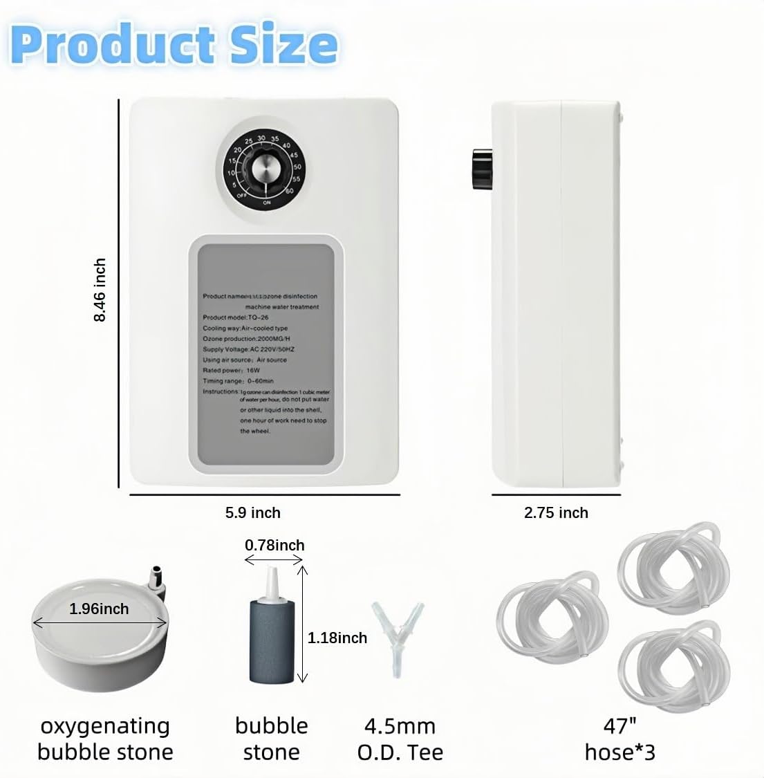 Ozone Generator for Cold Plunge Tub, 2000mg/H Ozone Generator Water Keep Ice Bath Cold Plunge Tub or Spa Tub Clean, Ice Bath Cold Plunge Filter Accessories