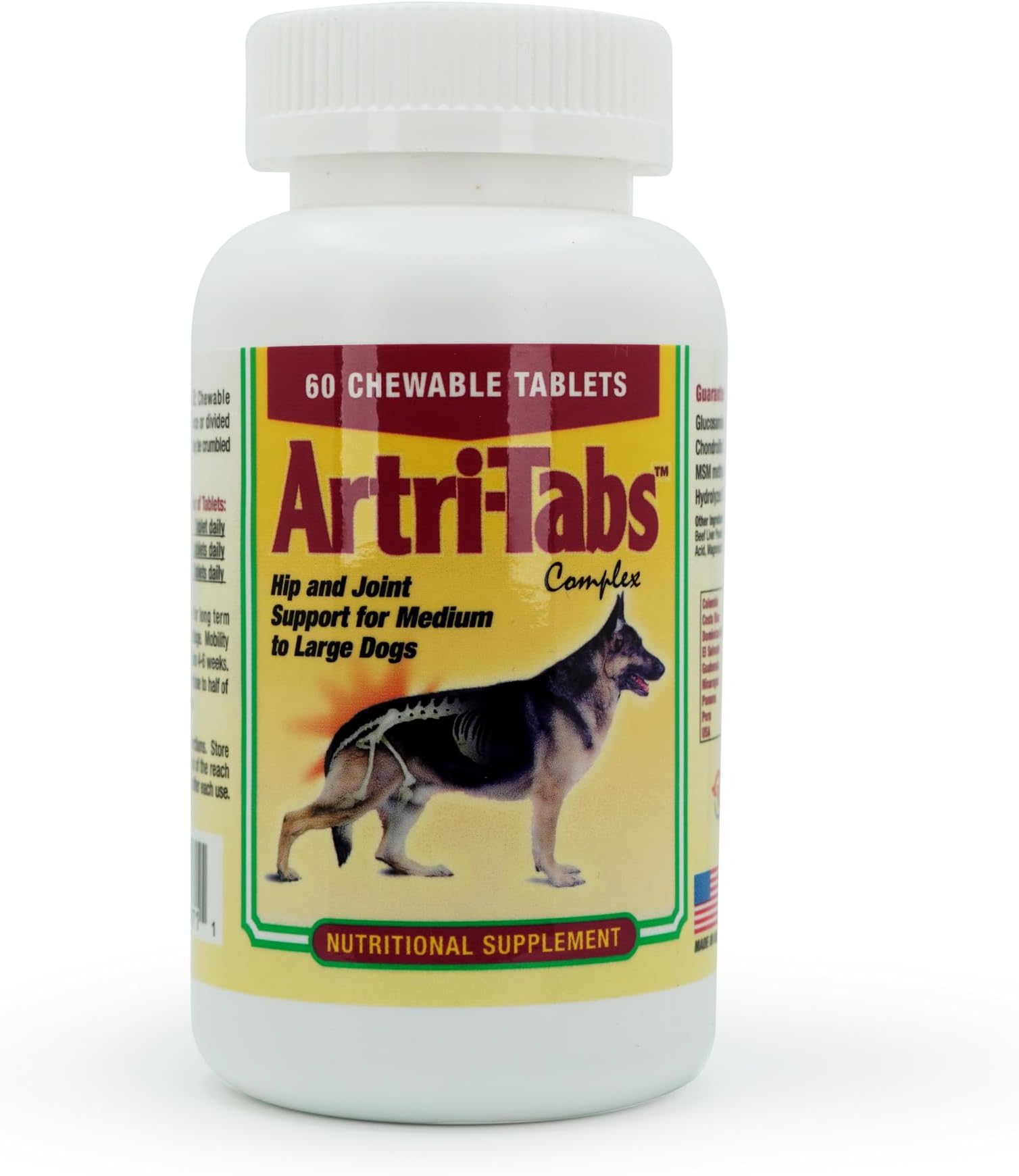 Artri-tabs Complex Dietary Supplement by Interfarma Corp | Cartilage Protection, Reduce Inflammation, & Joint Support for Dogs | with Glucosamine, Collagen, & MSM | Beacon Flavor | 60 Tablets.