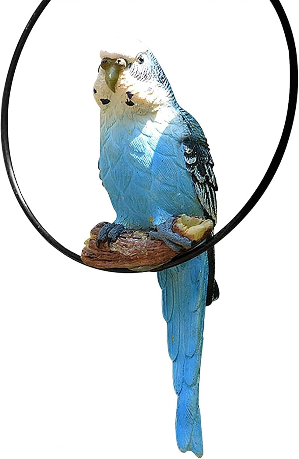 Hanging Parrot Statue Resin Parrot Ornament Metal Round Ring Decoration for Garden Resin Sculpture for Garden Patio Wall Craft Home Outdoor Decoration-01